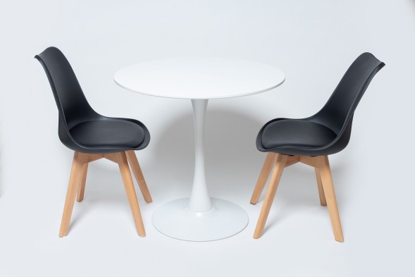 Стол Barneo T-3 Tulip style, MDF, H-75cm - круг диаметр 100см, RAL9003 белый, каркас RAL9003 белый